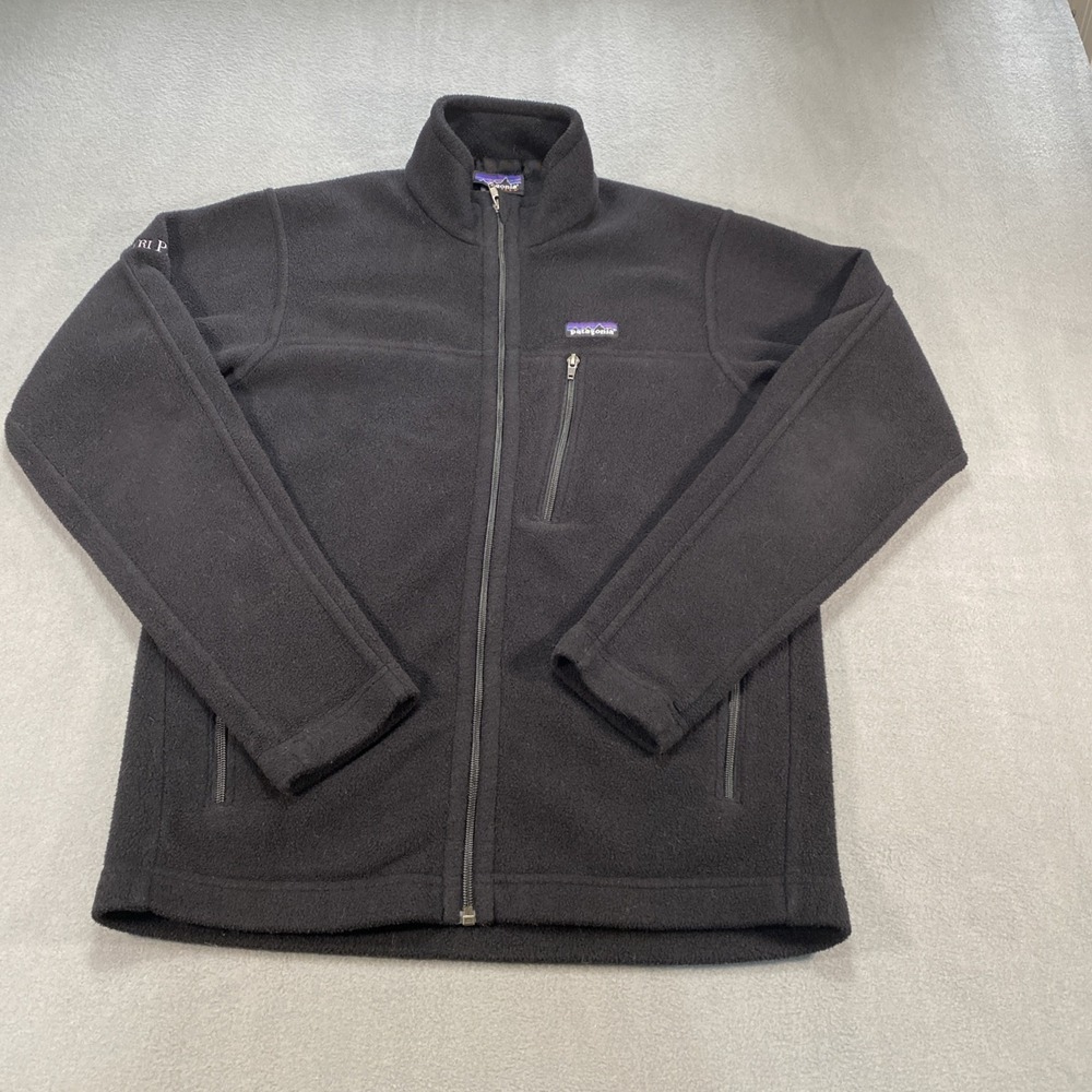 Patagonia Jacket Mens Black Synchilla Fleece Full Zip Pockets Small Outdoors